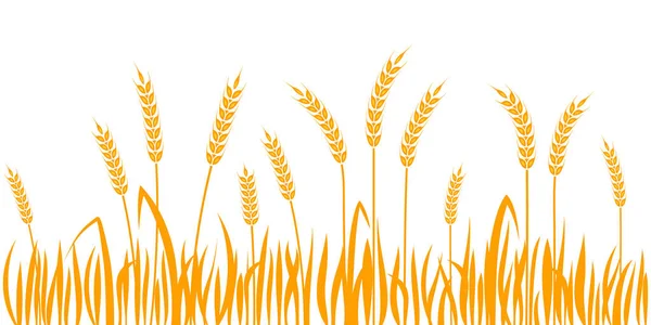 Ears of wheat horizontal border seamless pattern — Stock Vector