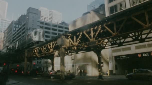 Τρένο Στο Βρόχο Σικάγο — Αρχείο Βίντεο