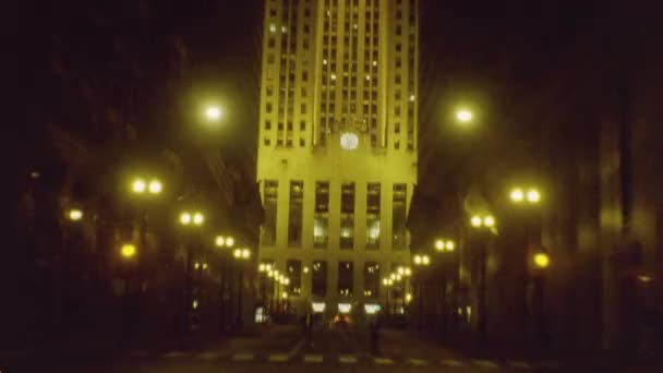 Edificio Comercial Junta Directiva Chicago Filmado Por Noche Chicago — Vídeo de stock