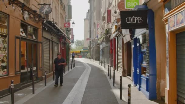 Rue Huchette Durante Covid Parte Quartiere Michel — Video Stock