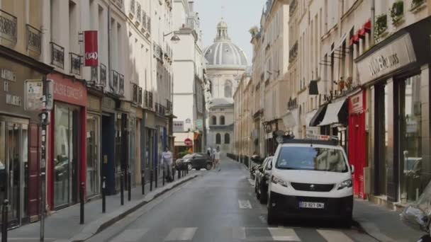 Rue Mazarine Com Institut France Segundo Plano — Vídeo de Stock