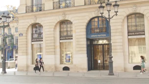 Plaats Vendome Parijs Louis Vuitton Winkel — Stockvideo