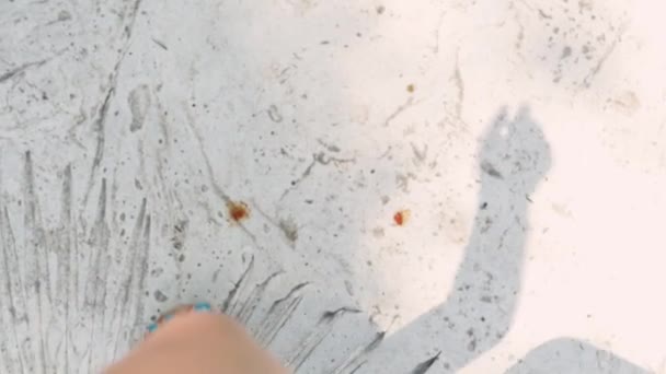 Female legs in sandals top view. legs go over white stone background — Stock Footage Female legs in sandals top view. legs go over white stone background Stock Footage