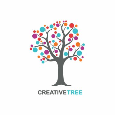 Yaratıcı Renkli Ağaç Logosu Sembol Vektörü