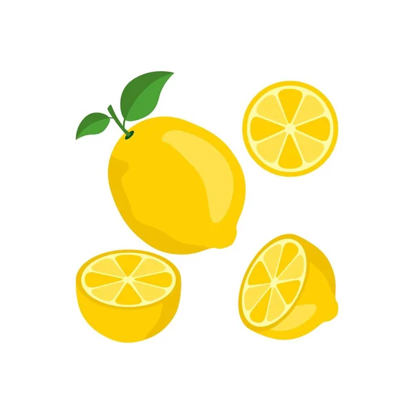 Limón Cítricos Medio Vector Frutas — Vector de stock