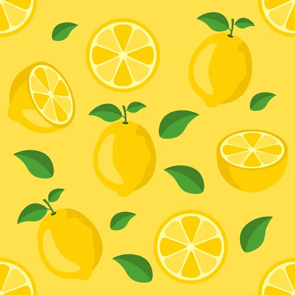 レモン柑橘類の繰り返しパターン生地ギフトラップ壁の質感黄色の背景ベクトル — ストックベクタ