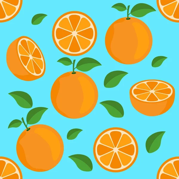 橙色柑橘重复图案面料包装墙面纹理蓝色背景矢量 — 图库矢量图片#