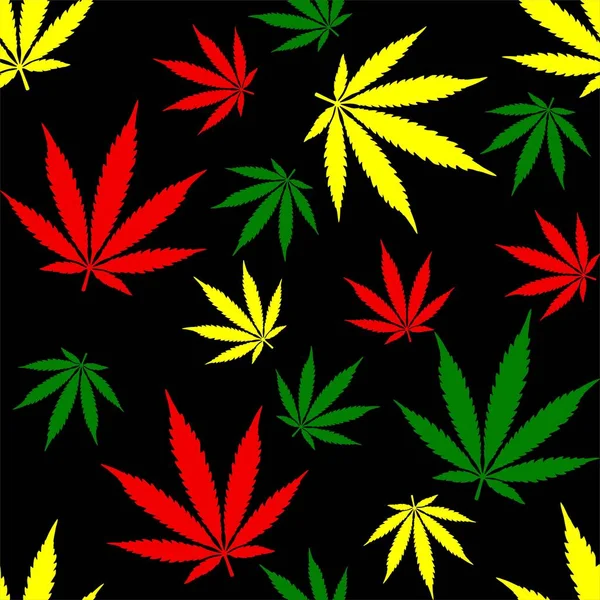 Cannabis Marijuana Ogräs Reggae Upprepa Mönster Tyg Textil Gåva Wrap — Stock vektor