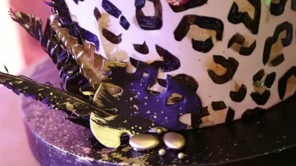 Base Cake Color Leopard Design Themed Parties Birthdays — Stock Video