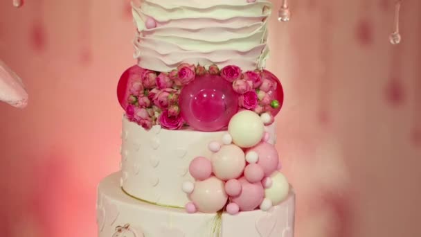 Piękne Ciasto Różową Imprezę — Wideo stockowe