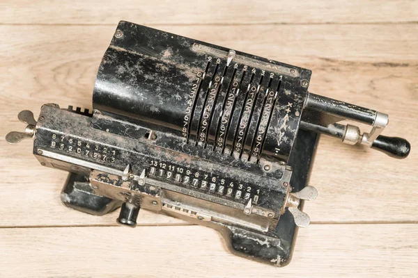 Black mechanical vintage calculator — Stock Photo, Image