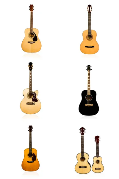 Set of six acoustic guitars — Stock Photo, Image