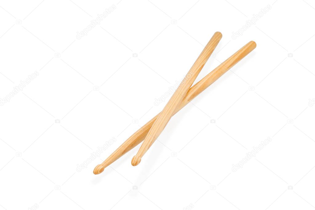Two wooden drumsticks isolated