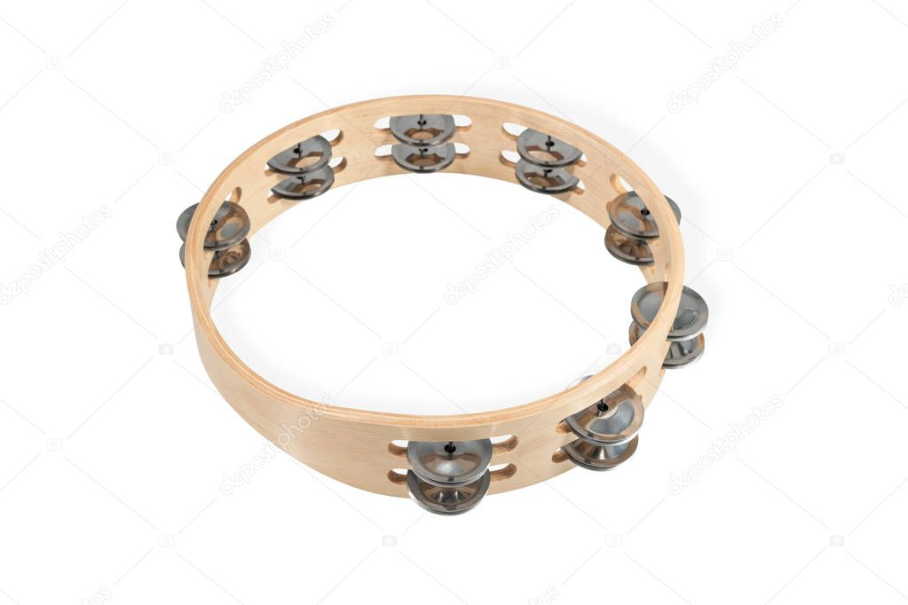 Wooden tambourine isolated