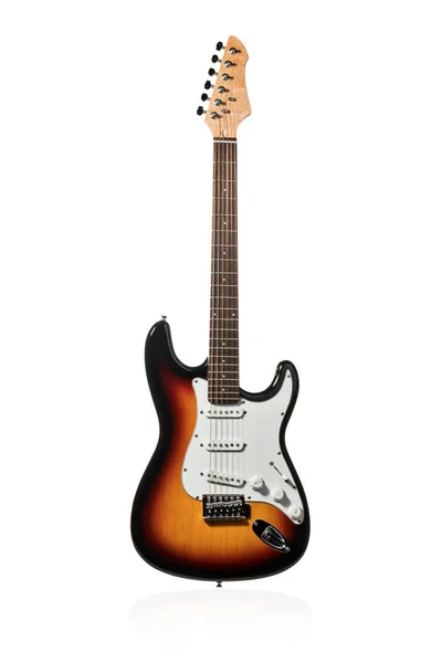Guitarra eléctrica marrón de seis cuerdas — Foto de Stock
