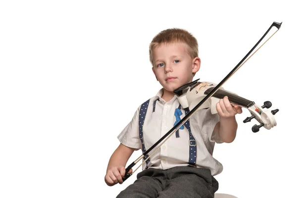 Jongen speelt de viool — Stockfoto