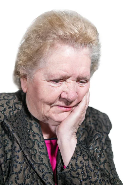 Retrato de velha mulher pensativa — Fotografia de Stock