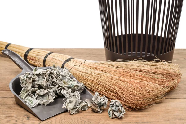 Sweeping crumpled money — Stock Photo, Image