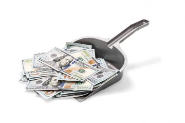 Lot of money on garbage scoop clipart