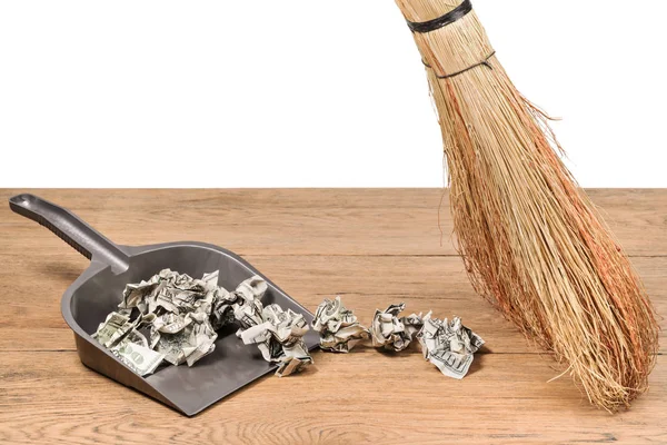 Money in the garbage scoop — Stock Photo, Image