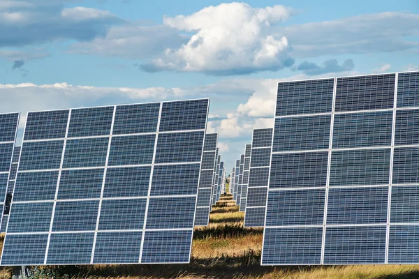 Series of panels on solar power station Stock Photo