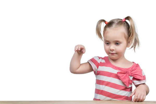Little girl after the throw — Stock Photo, Image