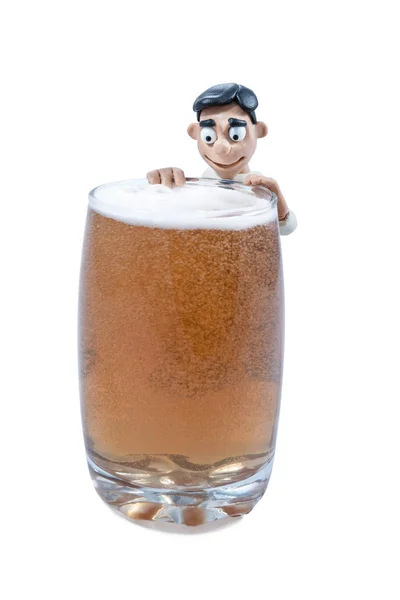 Homem de plasticina com cerveja — Fotografia de Stock