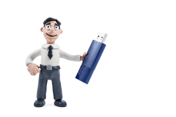 Businessman with usb flash drive — Stock Photo, Image