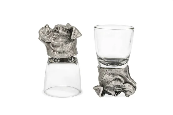 Decorative glasses with a dog head — Stock Photo, Image