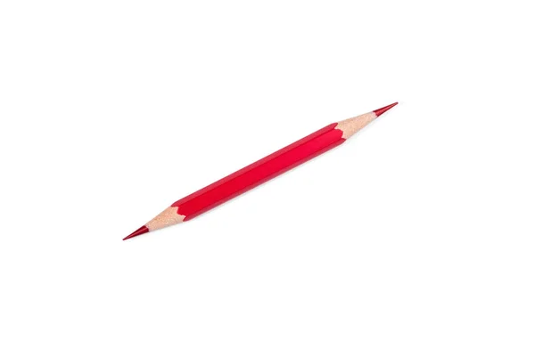 Красный карандаш, заточенный с обеих сторон — стоковое фото