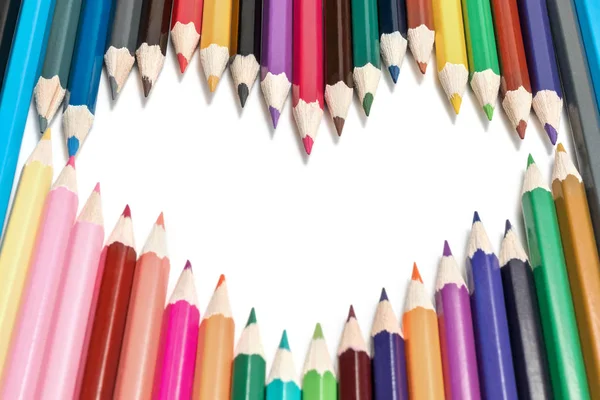 Heart laid out from pencils — Stock Photo, Image