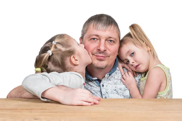 Portret van een vader met twee dochters — Stockfoto