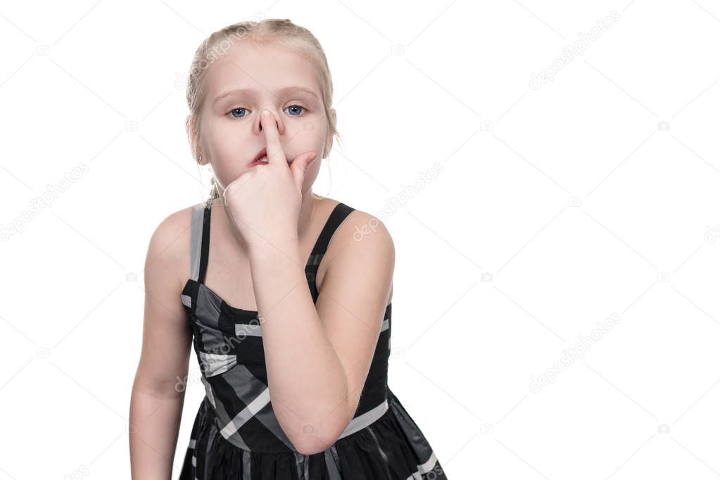 Girl clicks her nose