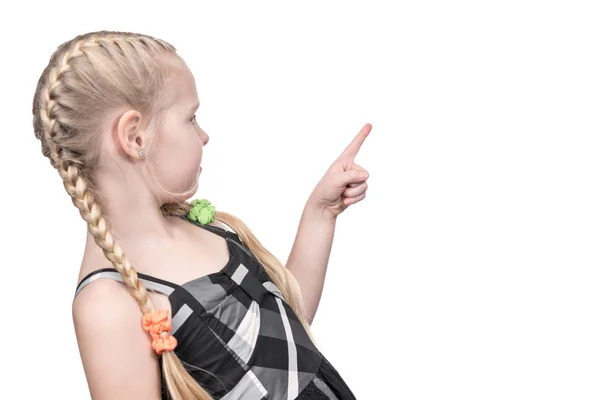 Child points back and sideways — Stock Photo, Image