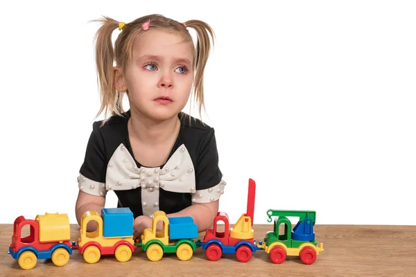 Girl is crying while playing — Stock Photo, Image