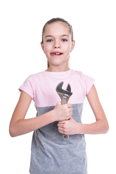 Child with a wrench — Stock Photo, Image