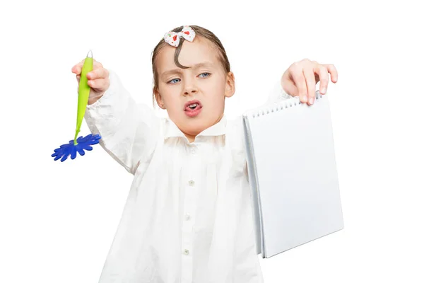 Schoolgirl does not want to study — Stock Photo, Image