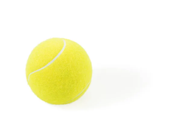 Gelber Tennisball Mit Weißem Streifen Auf Weißem Hintergrund — Stockfoto