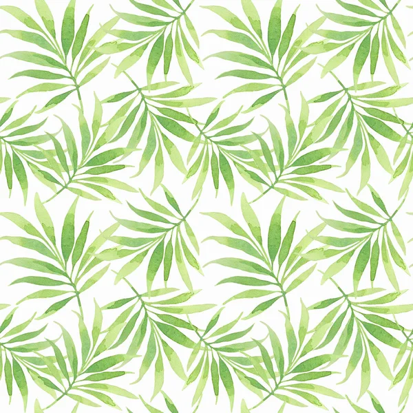 Watercolor Seamless Pattern Palm Leaves Tropical Background Your Design — Stock Photo, Image