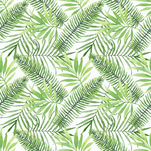 Aquarelle Motif Sans Couture Avec Des Feuilles Palmier Fond Tropical — Photo