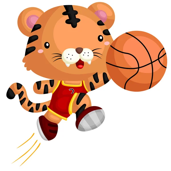 Basketball spielender Tiger — Stockvektor