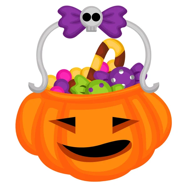Pumpkin basket with candies — Stock Vector