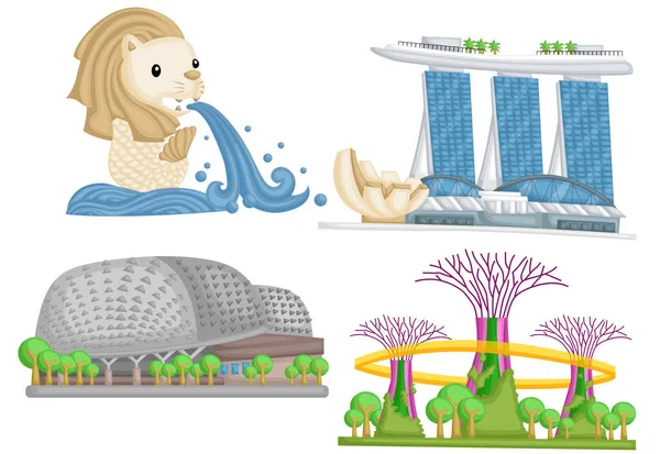 Gebouwen bestaat uit singapore monumenten — Stockvector