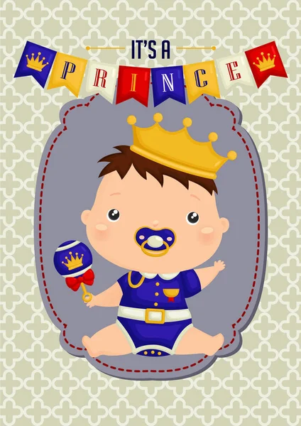 Tarjeta bebé niño Príncipe — Vector de stock