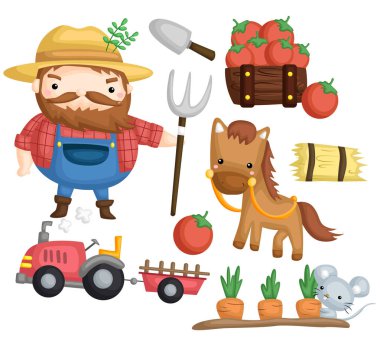 Yaşlı çiftçi vektör kümesi