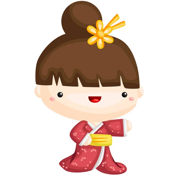 Chica usando kimono — Vector de stock