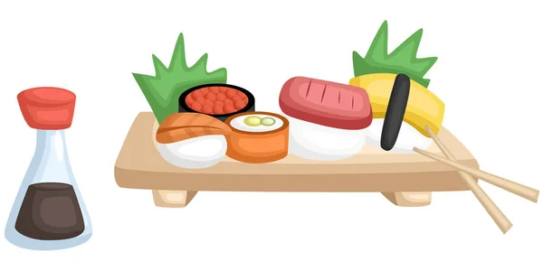 Sushi Platter Illustration — Stock Vector