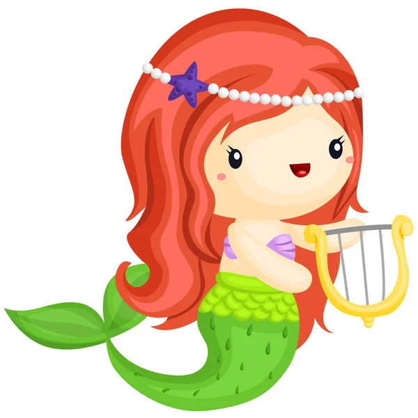 Una sirena feliz — Vector de stock