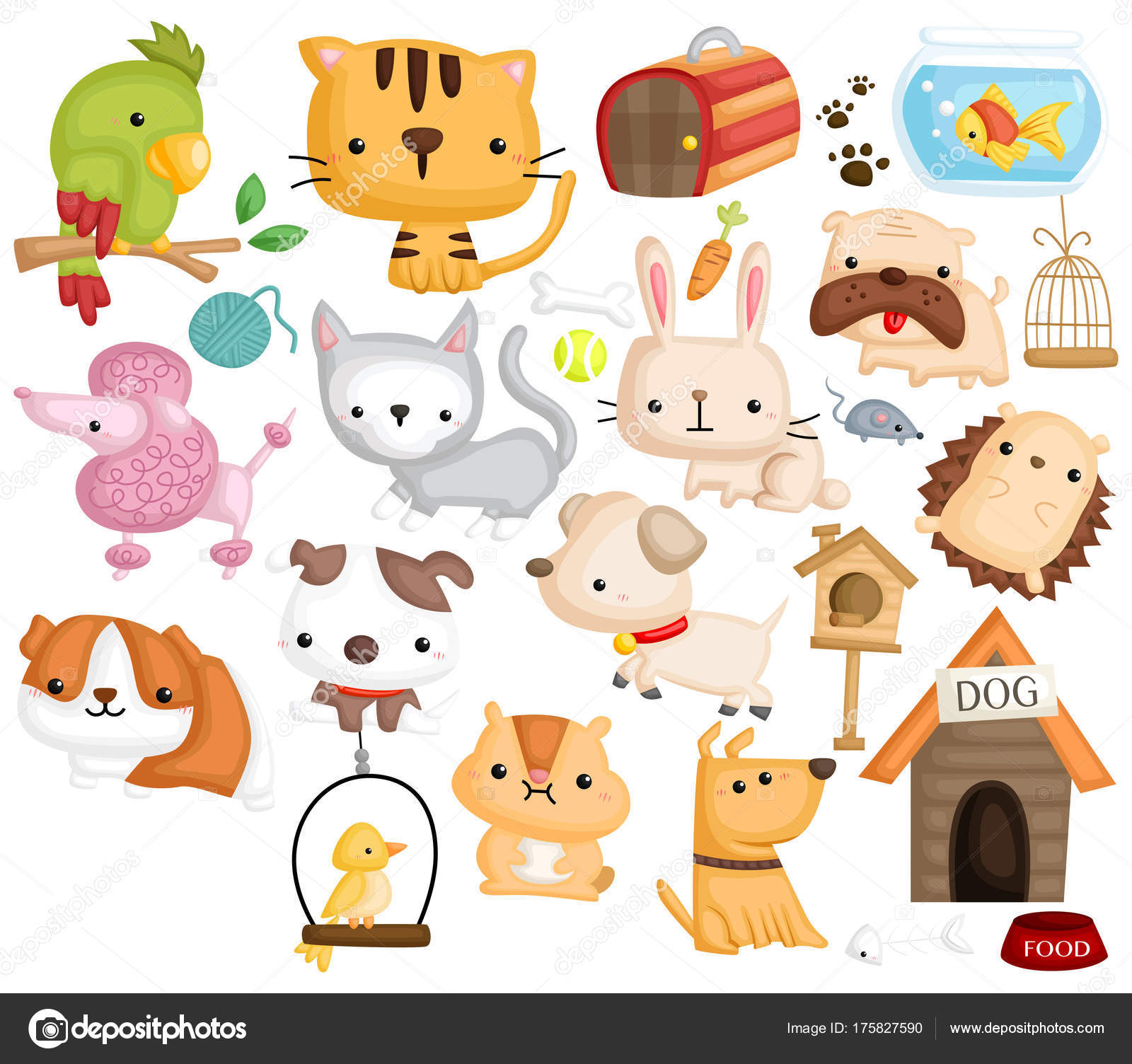 Pet Animal Vector Set Stock Vector Image by 175827590