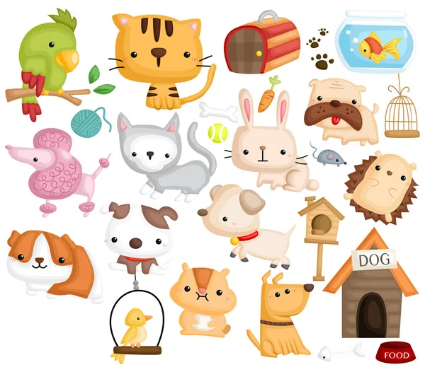 Conjunto Vector Animal Mascota Ilustración de stock